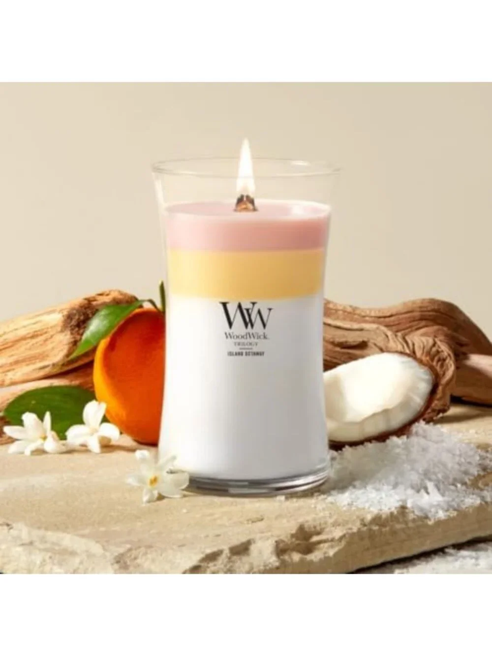 Large 21.5 oz Hourglass Trilogy Candle - Crackling Wick, Perfect Gift for All